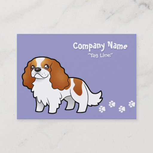 Customizable Cartoon Cavalier King Charles Spaniel Business Card Template