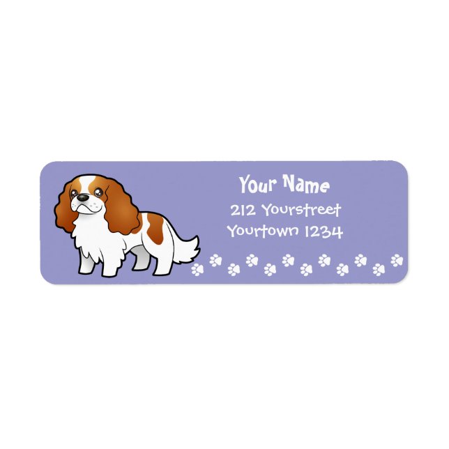 Cartoon Cavalier King Charles Spaniel Label (Front)