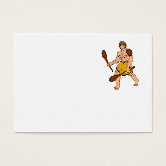 Cartoon Caveman Holding Club (Front)