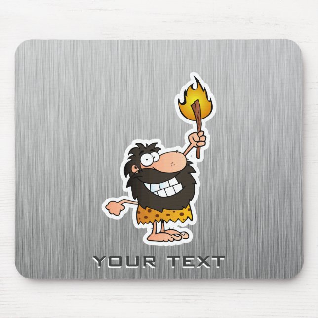 Cartoon Caveman; Metal-look Mouse Pad (Front)