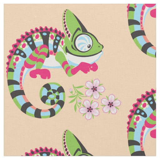 cartoon chameleon fabric