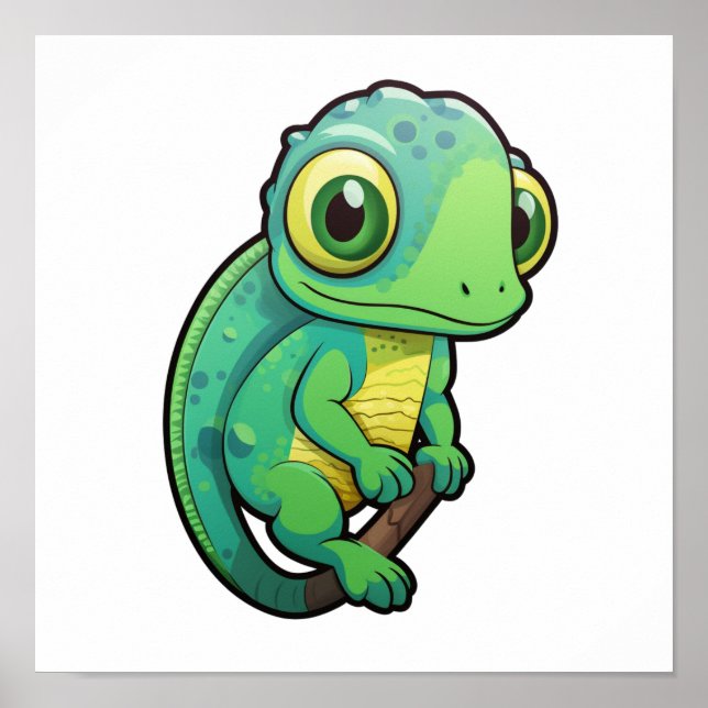 Cartoon chameleon illustration poster (Front)