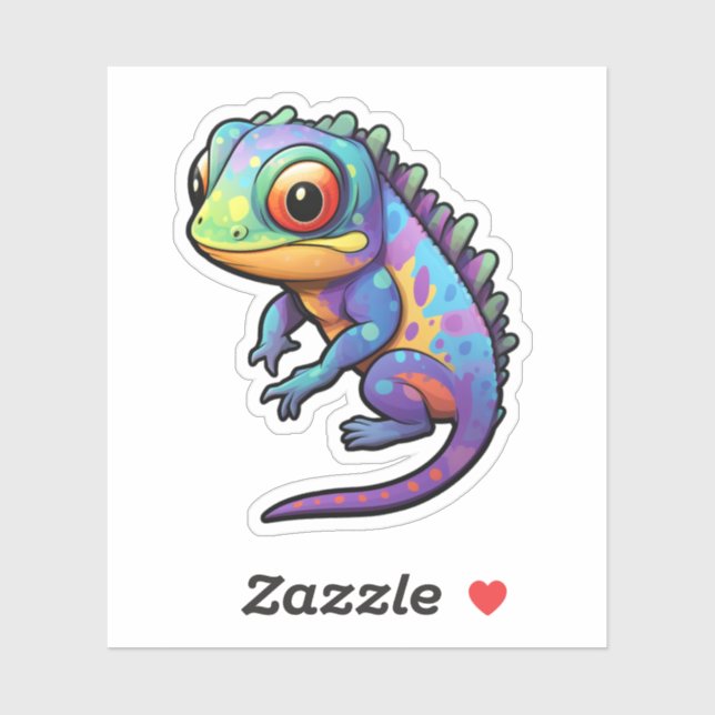 Cartoon chameleon illustration sticker (Sheet)