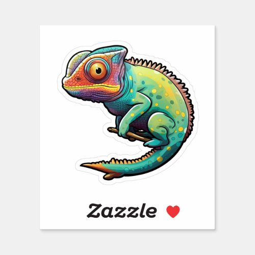 Cartoon chameleon illustration sticker