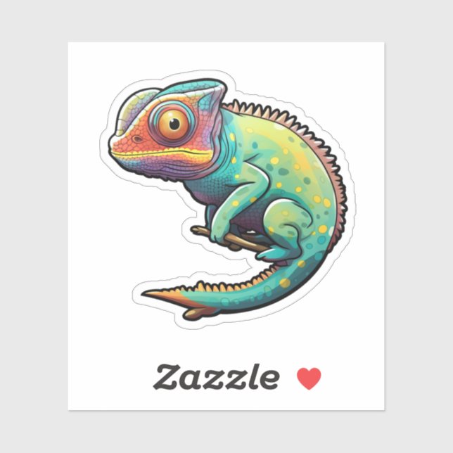 Cartoon chameleon illustration sticker (Sheet)
