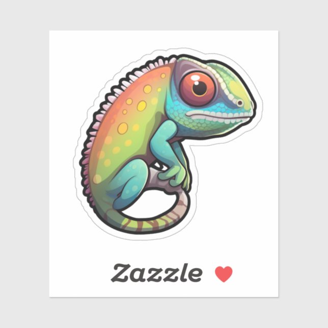Cartoon chameleon illustration sticker (Sheet)