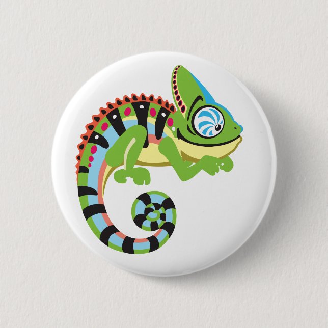 cartoon chameleon pinback button (Front)