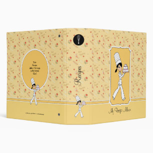 Cartoon Character Chef Recipe Binder in Yellow