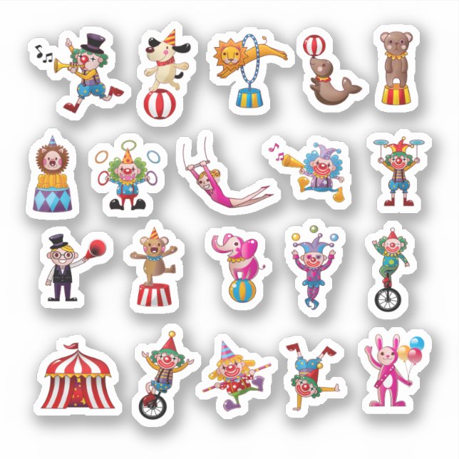 Cartoon Character Circus Set Sticker (Front)