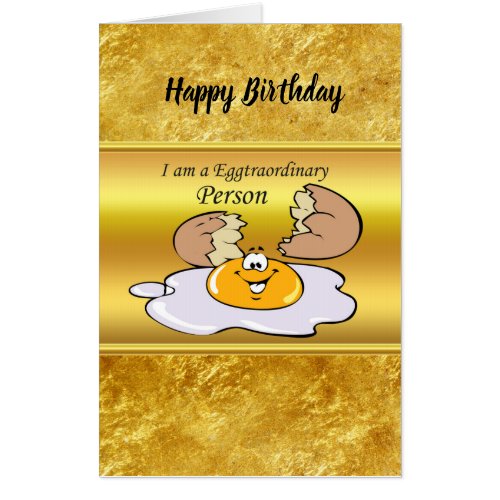cartoon character fried egg with big smile card