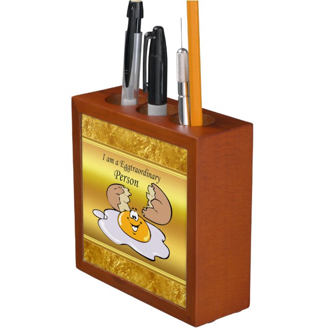 cartoon character fried egg with big smile desk organizer (In Situ)