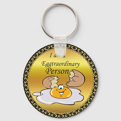 cartoon character fried egg with big smile keychain