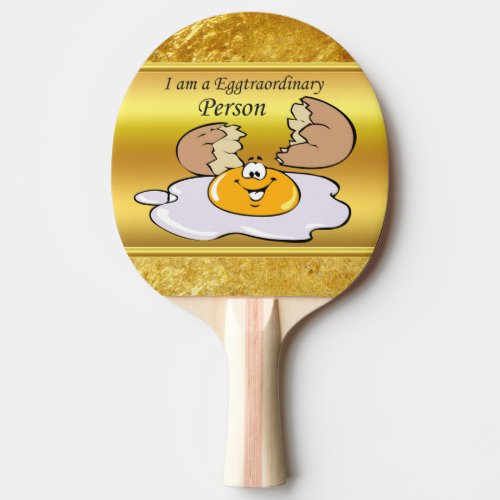 cartoon character fried egg with big smile ping pong paddle