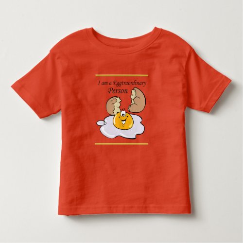 cartoon character fried egg with big smile toddler t_shirt