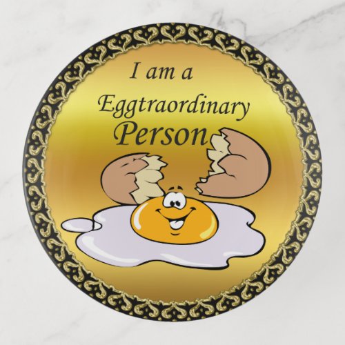 cartoon character fried egg with big smile trinket tray