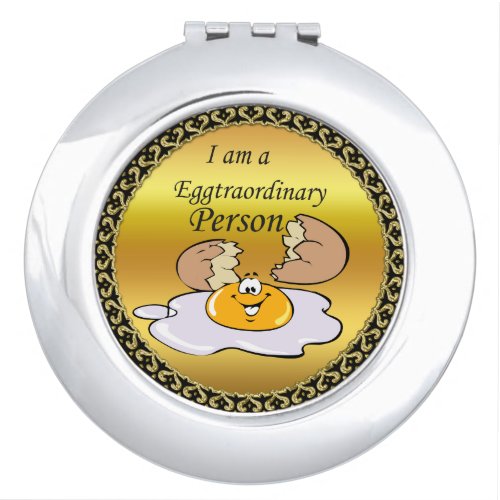 cartoon character fried egg with big smile vanity mirror