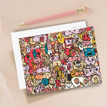 Cartoon Character Hand Drawn Toss Pattern Postcard<br><div class="desc">Cartoon Character Hand Drawn Toss Pattern Postcard. Colorful pattern with different funny and fun hand-drawn characters. Great for kids and teens.</div>