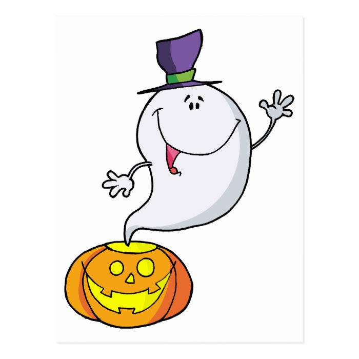 Cartoon Character Happy Ghost Postcard