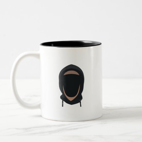 Cartoon Character Head In Hoodie Two_Tone Coffee Mug