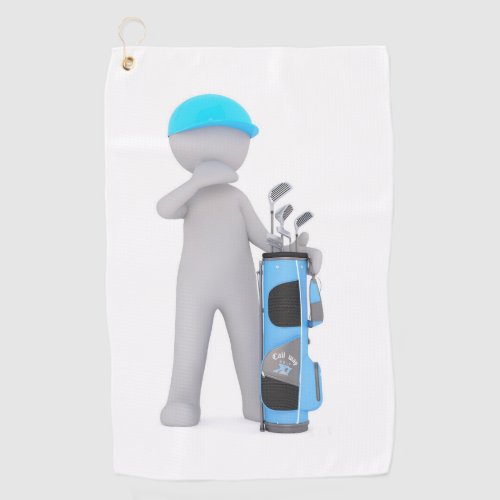 Cartoon character holding a Golf Bag Design  Golf Towel