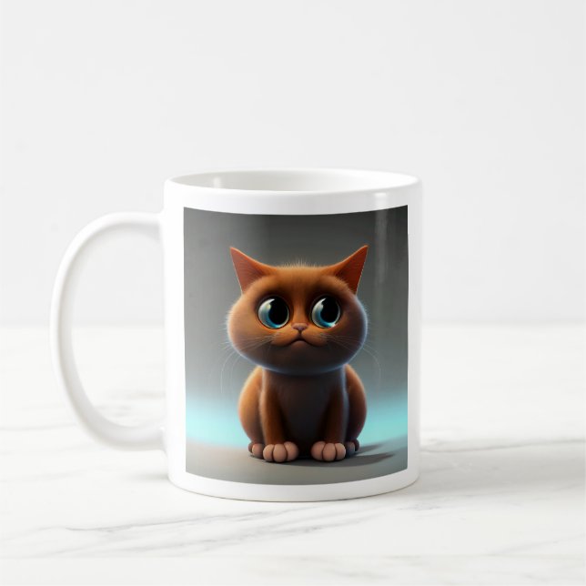 cartoon character illustration of a cute cat coffee mug (Left)