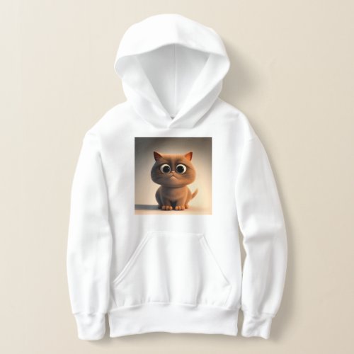 cartoon character illustration of a cute cat hoodie