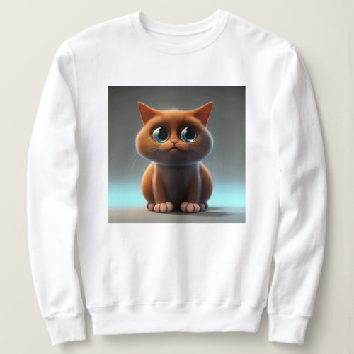 cartoon character illustration of a cute cat sweatshirt
