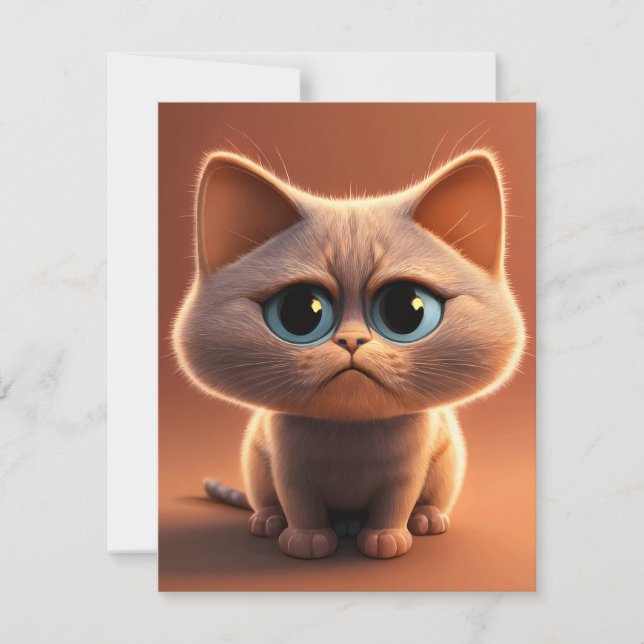 cartoon character illustration of a cute cat thank you card (Front)