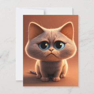 cartoon character illustration of a cute cat thank you card