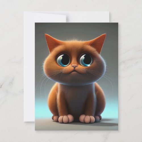 cartoon character illustration of a cute cat thank you card