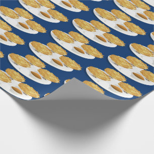 Cartoon Character Latkes Apple Sauce Sour Cream Wrapping Paper