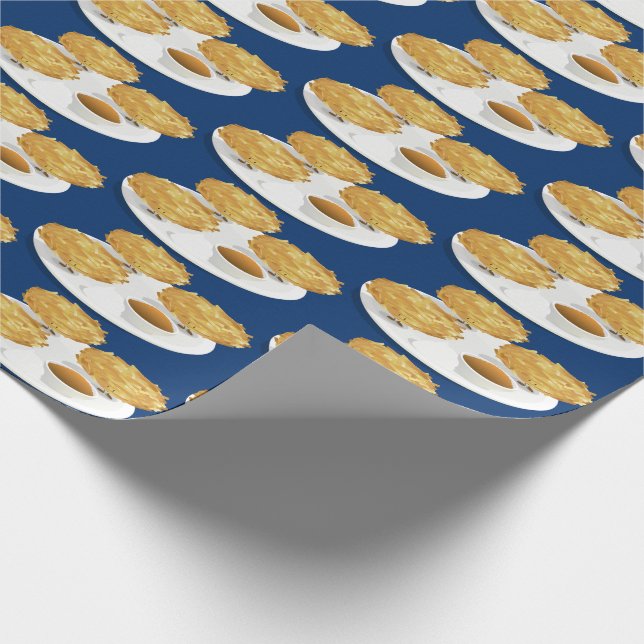 Cartoon Character Latkes Apple Sauce Sour Cream Wrapping Paper (Corner)