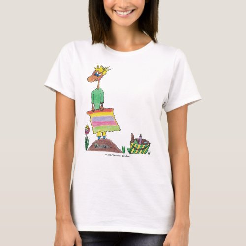 cartoon character on picnict_shirt art T_Shirt