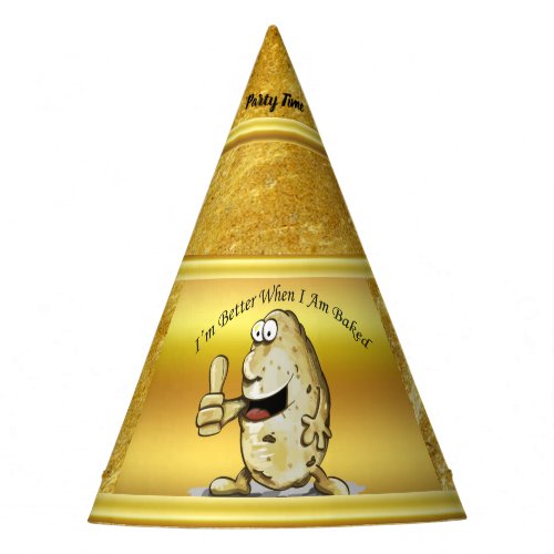 cartoon character potato with big eyes 1 party hat