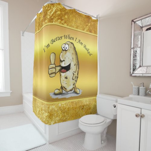 cartoon character potato with big eyes 1 shower curtain