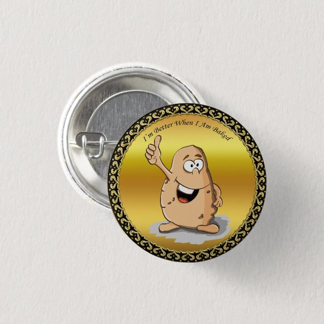 cartoon character potato with big eyes 2 pinback button (Front & Back)