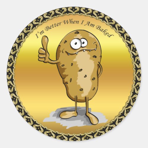 cartoon character potato with big eyes 3 classic round sticker