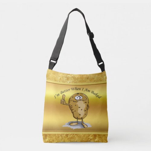 cartoon character potato with big eyes 3 crossbody bag