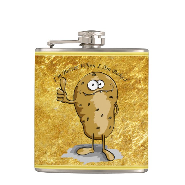 cartoon character potato with big eyes 3 flask (Front)