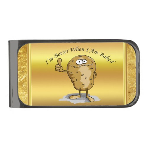 cartoon character potato with big eyes 3 gunmetal finish money clip