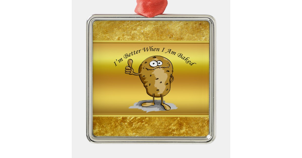 cartoon character potato with big eyes 3 metal ornament | Zazzle