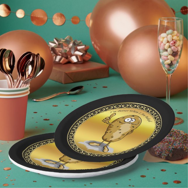 cartoon character potato with big eyes 3 paper plates (Multi)