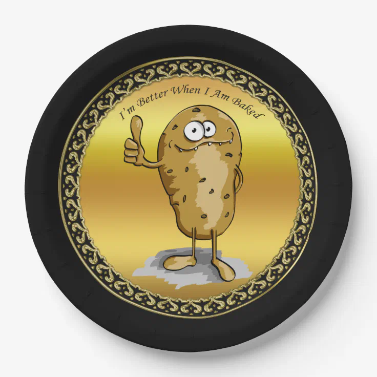 cartoon character potato with big eyes 3 paper plates | Zazzle
