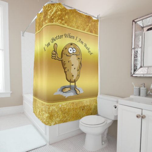 cartoon character potato with big eyes 3 shower curtain