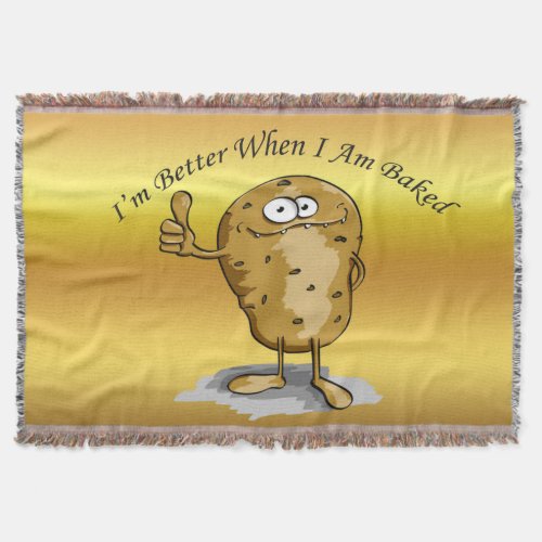 cartoon character potato with big eyes 3 throw blanket