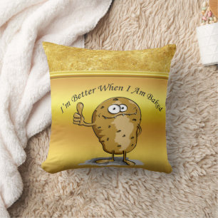 cartoon character potato with big eyes 3 throw pillow