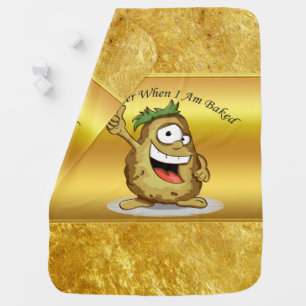 Cartoon character potato with green hair baby blanket