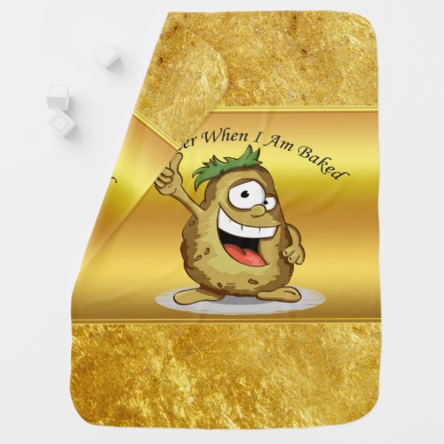 Cartoon character potato with green hair baby blanket