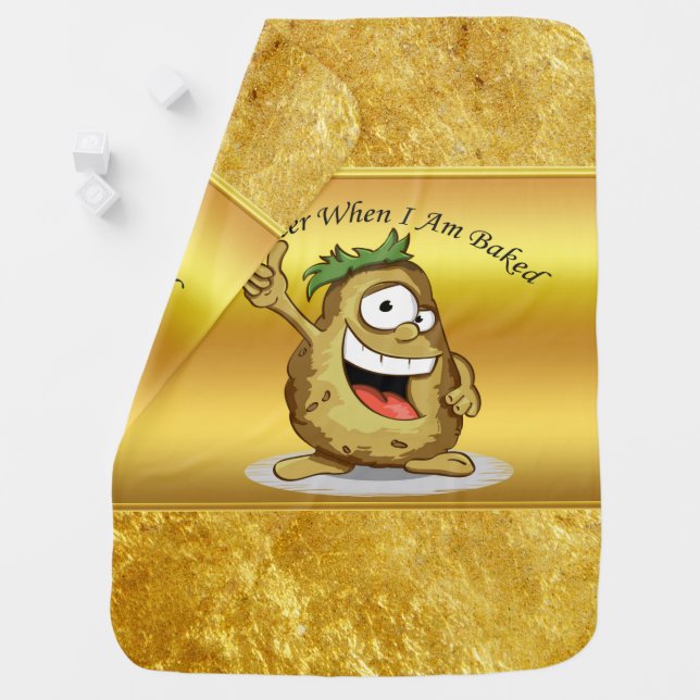 Cartoon character potato with green hair baby blanket (In Situ)