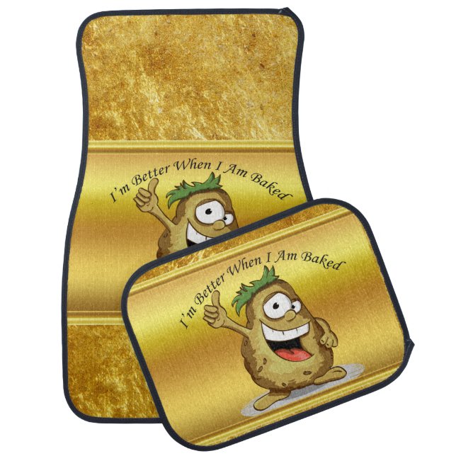 Cartoon character potato with green hair car floor mat (Set)